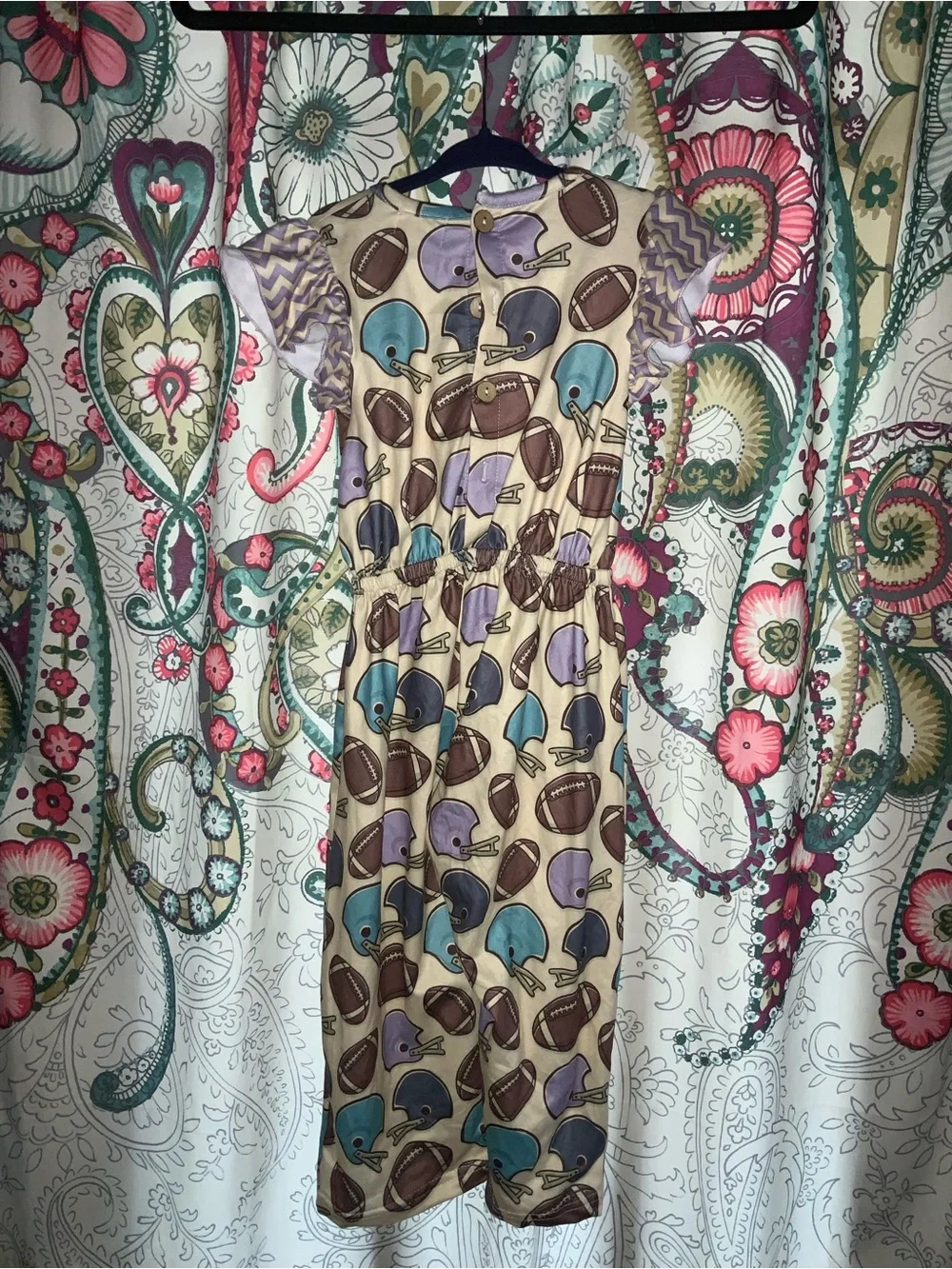 NWT Pete & Lucy - Football Romper 2t New With Tags NWT Tan, Brown, Purple, Teal